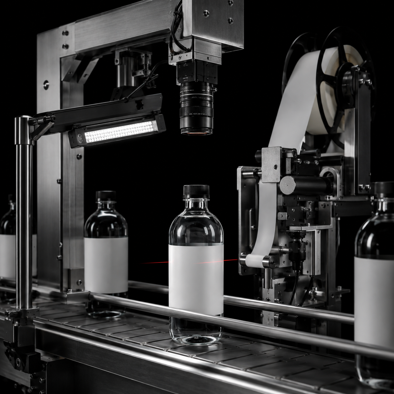 In-line vision inspection and labeling station verifying packaged units