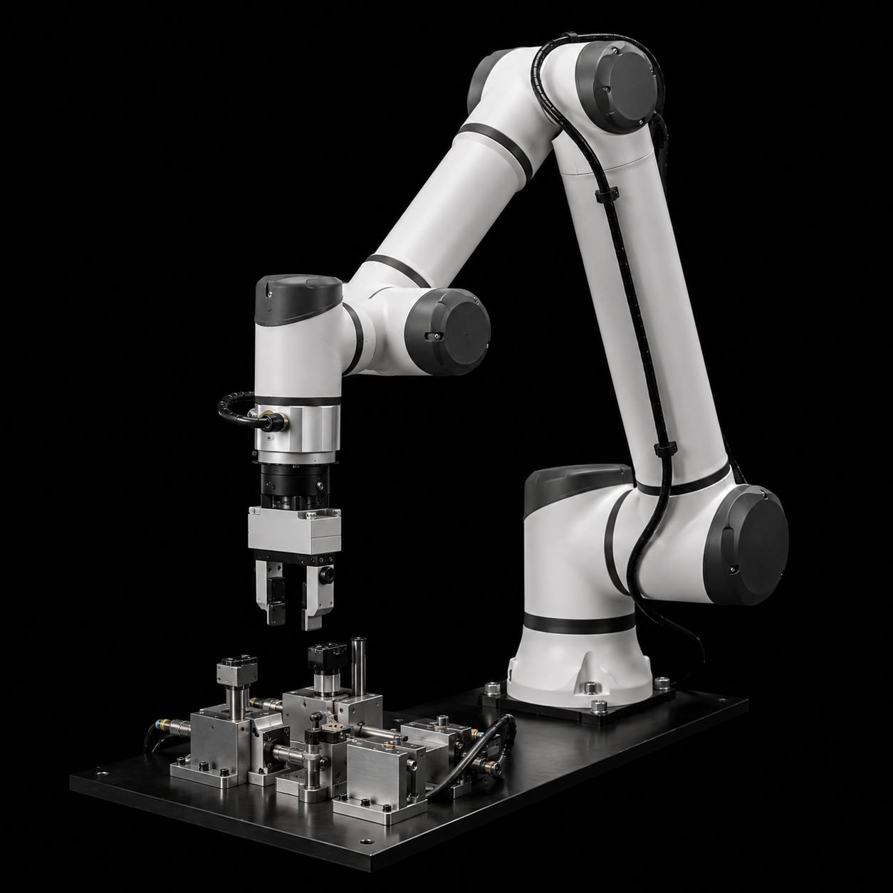 Industrial robot arm integrated into a packaging cell